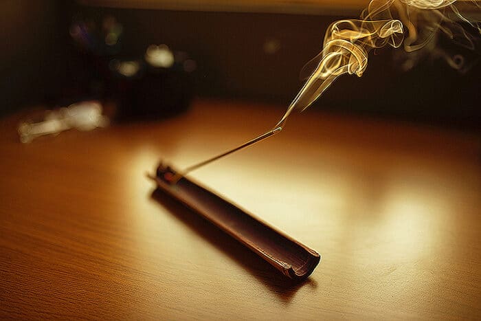Incense burning in a Natural Bamboo Incense Holder